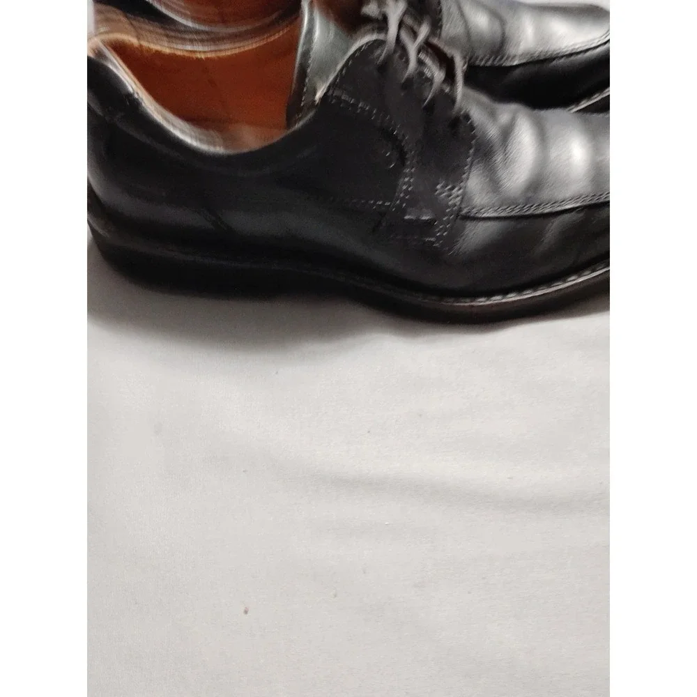 ECCO Shoes Men 40 Seattle Arch Support Bicycle Toe Oxford Black Leather Lace Up*